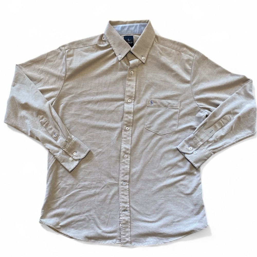 Tailorbyrd Light Gray Long Sleeve Button-Down Shirt with Swan Logo
